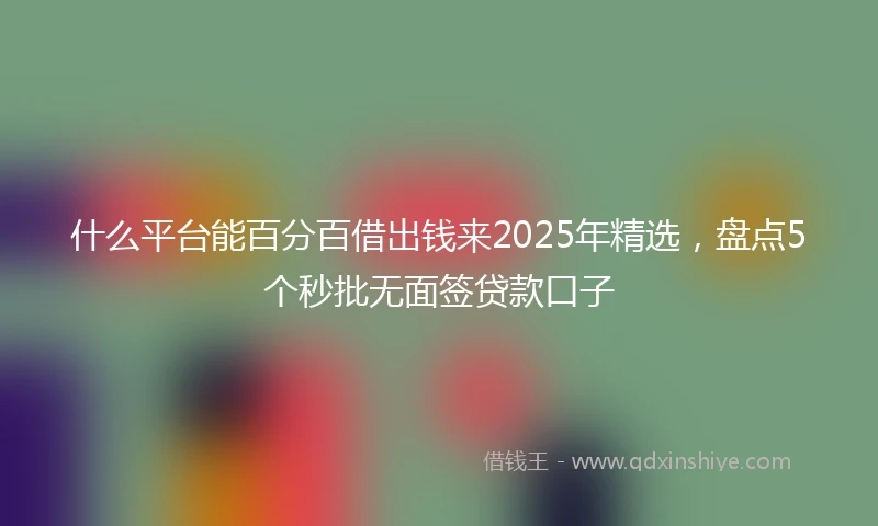 什么平台能百分百借出钱来2025年精选，盘点5个秒批无面签贷款口子