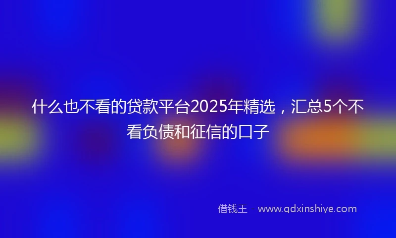 什么也不看的贷款平台2025年精选，汇总5个不看负债和征信的口子
