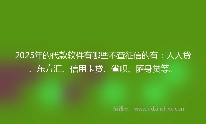 2025年的代款软件有哪些不查征信的有：人人贷、东方汇、信用卡贷、省呗、随身贷等。