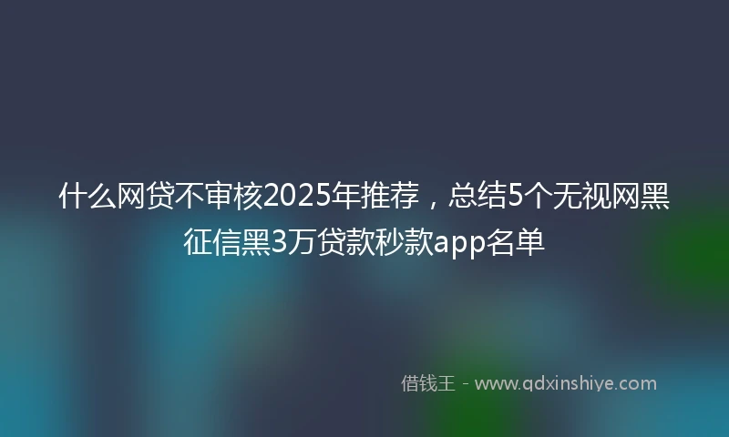 什么网贷不审核2025年推荐，总结5个无视网黑征信黑3万贷款秒款app名单