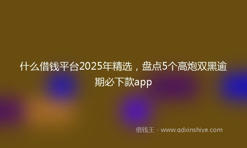 什么借钱平台2025年精选，盘点5个高炮双黑逾期必下款app