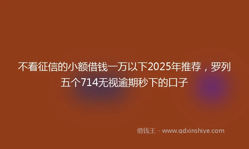 不看征信的小额借钱一万以下2025年推荐，罗列五个714无视逾期秒下的口子