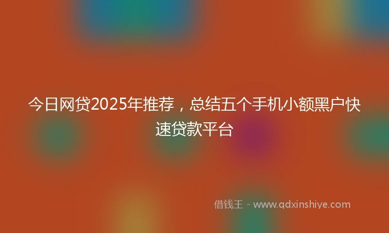 今日网贷2025年推荐，总结五个手机小额黑户快速贷款平台