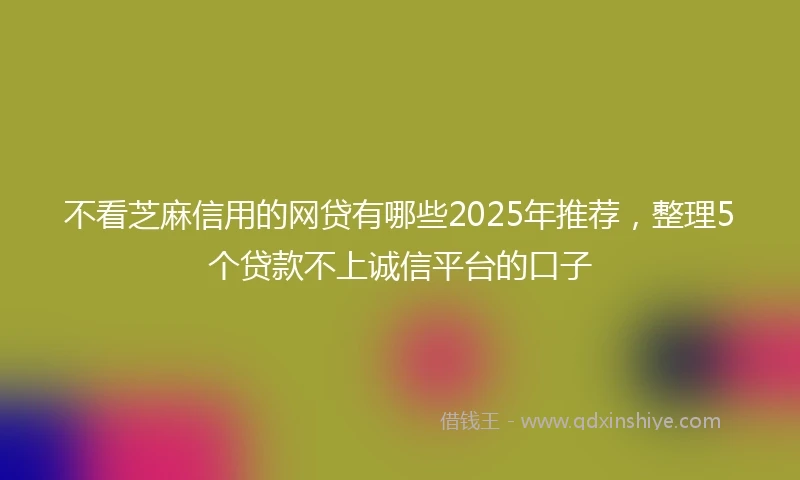 不看芝麻信用的网贷有哪些2025年推荐，整理5个贷款不上诚信平台的口子