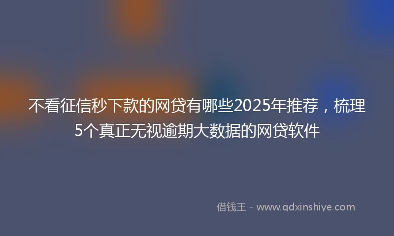 不看征信秒下款的网贷有哪些2025年推荐，梳理5个真正无视逾期大数据的网贷软件