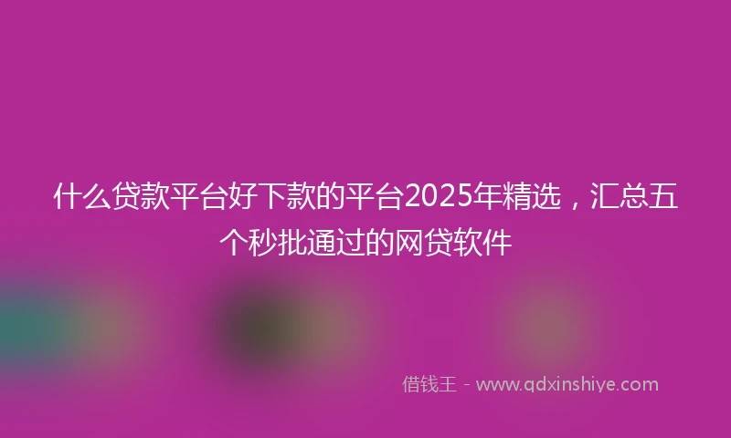 什么贷款平台好下款的平台2025年精选，汇总五个秒批通过的网贷软件