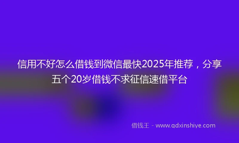 信用不好怎么借钱到微信最快2025年推荐，分享五个20岁借钱不求征信速借平台