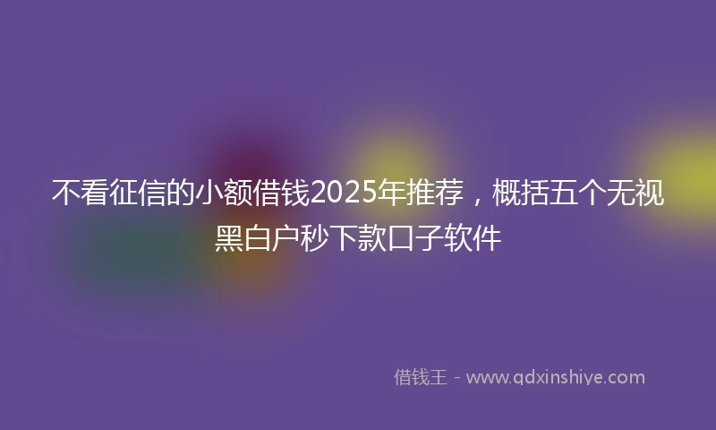 不看征信的小额借钱2025年推荐，概括五个无视黑白户秒下款口子软件