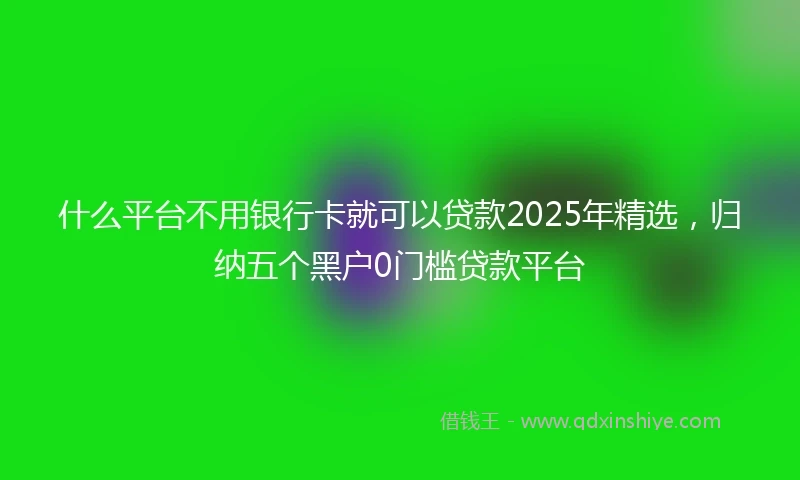 什么平台不用银行卡就可以贷款2025年精选，归纳五个黑户0门槛贷款平台