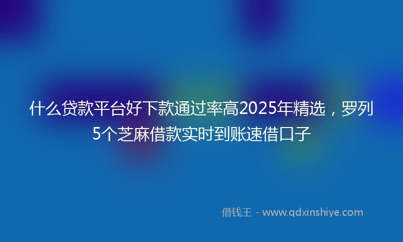 什么贷款平台好下款通过率高2025年精选，罗列5个芝麻借款实时到账速借口子