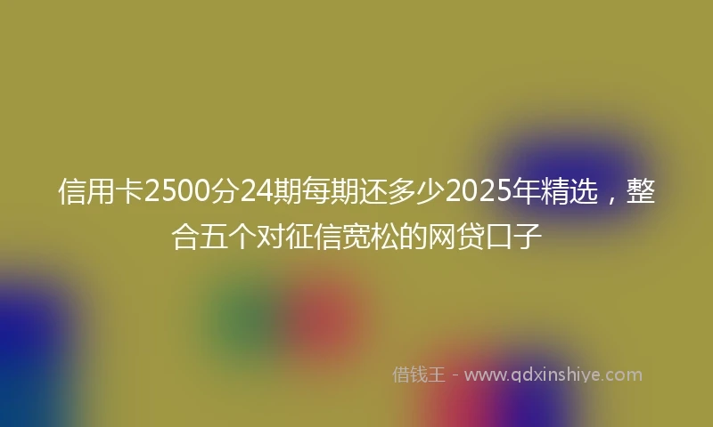 信用卡2500分24期每期还多少2025年精选，整合五个对征信宽松的网贷口子