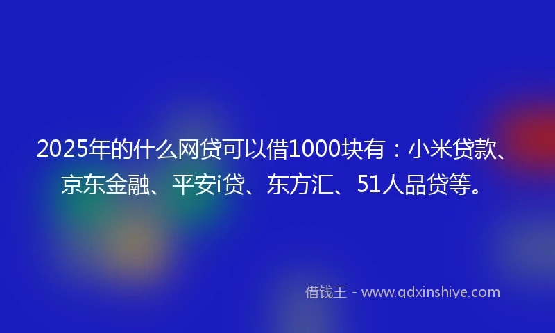 2025年的什么网贷可以借1000块有：小米贷款、京东金融、平安i贷、东方汇、51人品贷等。