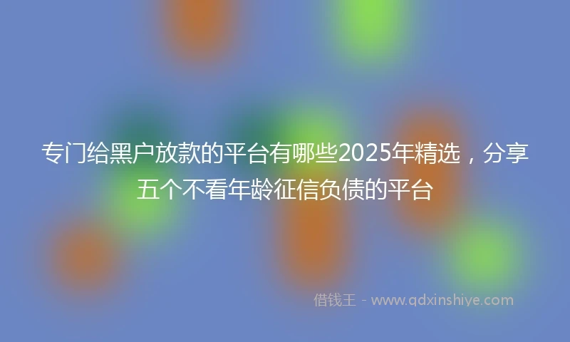 专门给黑户放款的平台有哪些2025年精选，分享五个不看年龄征信负债的平台