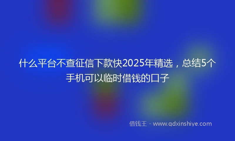什么平台不查征信下款快2025年精选，总结5个手机可以临时借钱的口子