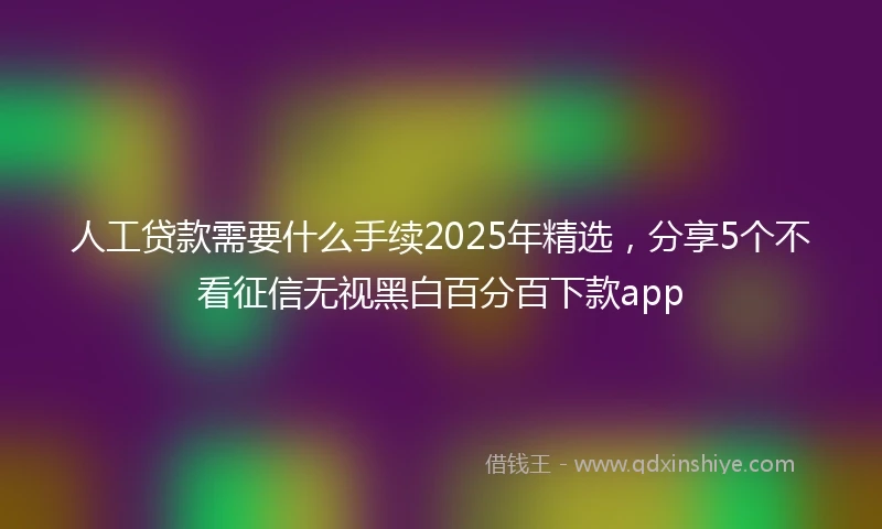 人工贷款需要什么手续2025年精选，分享5个不看征信无视黑白百分百下款app