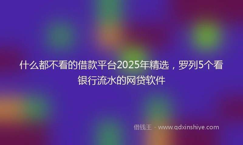 什么都不看的借款平台2025年精选，罗列5个看银行流水的网贷软件