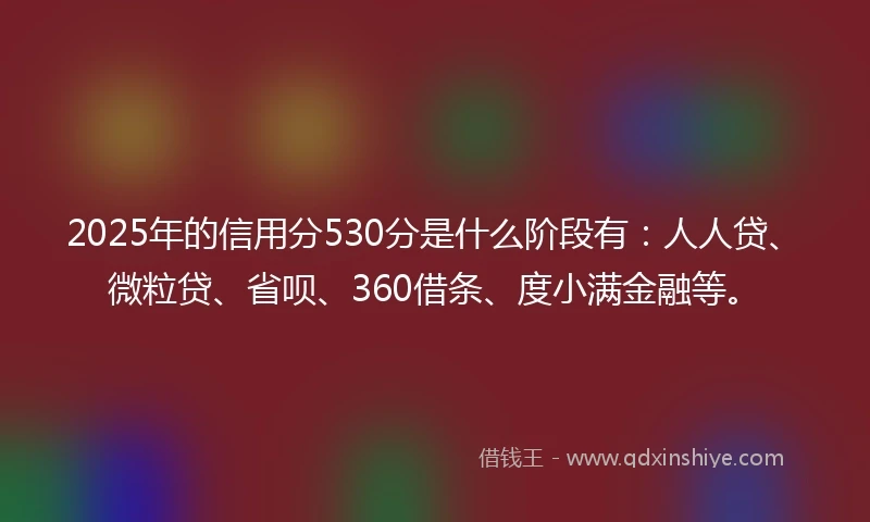 2025年的信用分530分是什么阶段有：人人贷、微粒贷、省呗、360借条、度小满金融等。