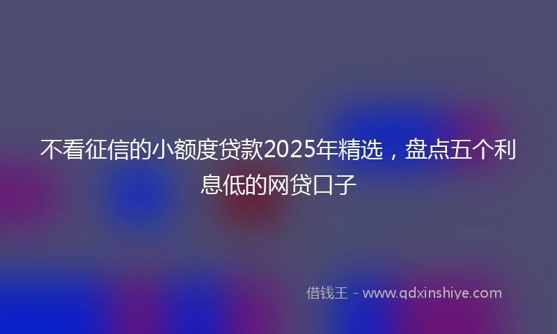 不看征信的小额度贷款2025年精选，盘点五个利息低的网贷口子