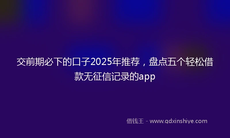 交前期必下的口子2025年推荐，盘点五个轻松借款无征信记录的app