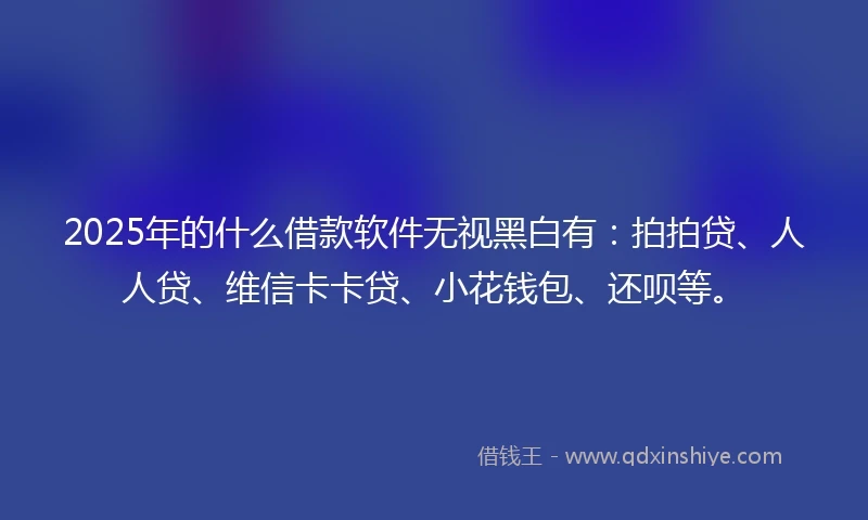 2025年的什么借款软件无视黑白有：拍拍贷、人人贷、维信卡卡贷、小花钱包、还呗等。