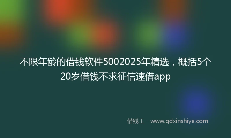 不限年龄的借钱软件5002025年精选，概括5个20岁借钱不求征信速借app