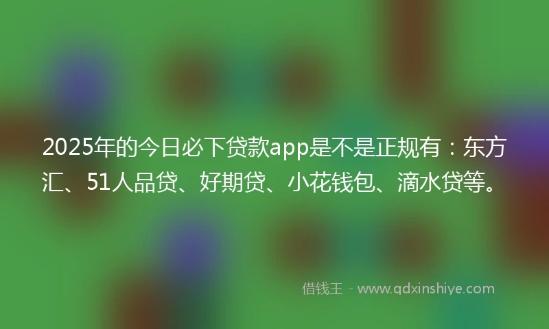 2025年的今日必下贷款app是不是正规有：东方汇、51人品贷、好期贷、小花钱包、滴水贷等。