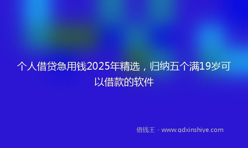 个人借贷急用钱2025年精选，归纳五个满19岁可以借款的软件