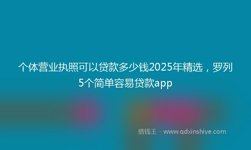 个体营业执照可以贷款多少钱2025年精选，罗列5个简单容易贷款app