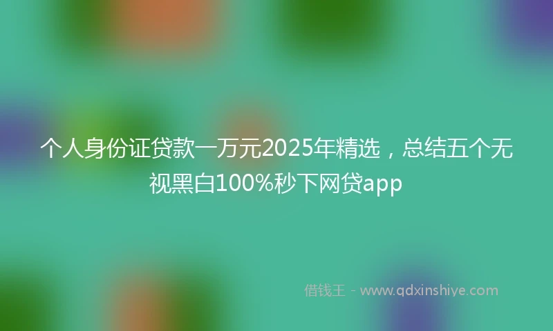 个人身份证贷款一万元2025年精选，总结五个无视黑白100%秒下网贷app