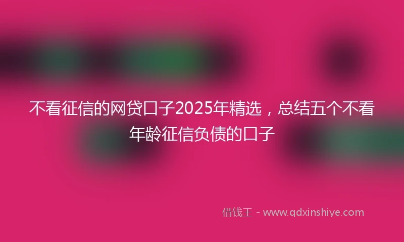 不看征信的网贷口子2025年精选，总结五个不看年龄征信负债的口子