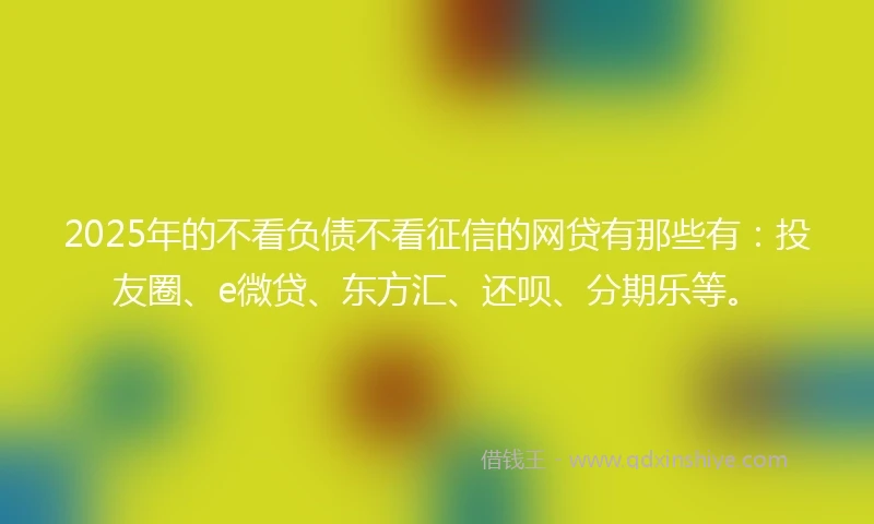 2025年的不看负债不看征信的网贷有那些有：投友圈、e微贷、东方汇、还呗、分期乐等。