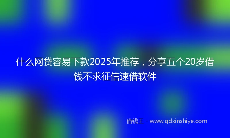 什么网贷容易下款2025年推荐，分享五个20岁借钱不求征信速借软件