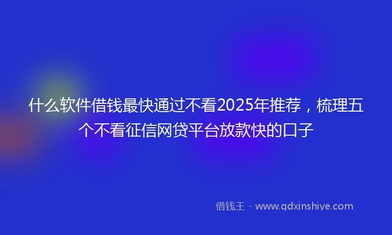 什么软件借钱最快通过不看2025年推荐，梳理五个不看征信网贷平台放款快的口子
