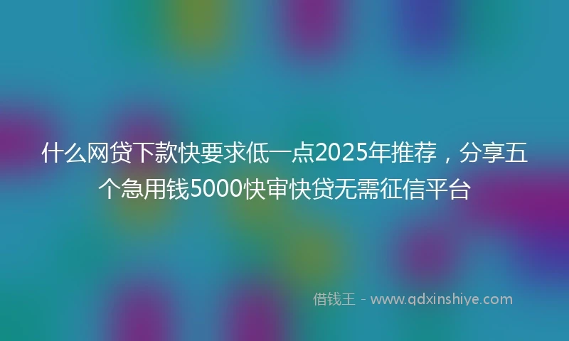 什么网贷下款快要求低一点2025年推荐，分享五个急用钱5000快审快贷无需征信平台