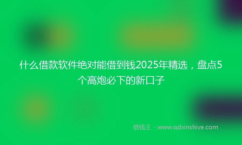 什么借款软件绝对能借到钱2025年精选，盘点5个高炮必下的新口子