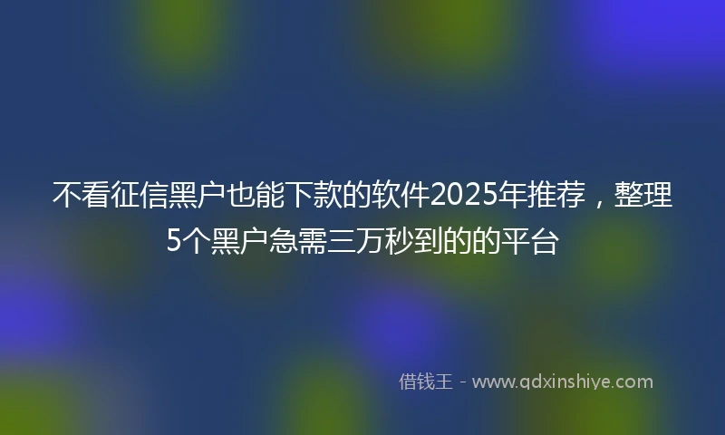 不看征信黑户也能下款的软件2025年推荐，整理5个黑户急需三万秒到的的平台