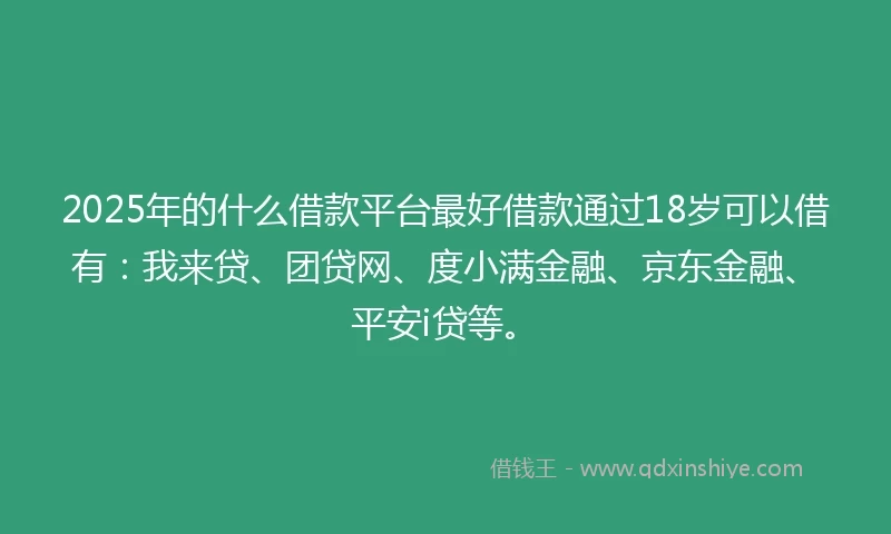 2025年的什么借款平台最好借款通过18岁可以借有：我来贷、团贷网、度小满金融、京东金融、平安i贷等。