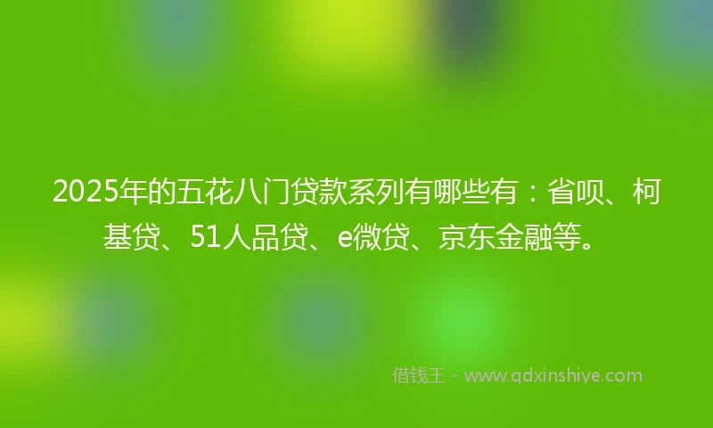 2025年的五花八门贷款系列有哪些有：省呗、柯基贷、51人品贷、e微贷、京东金融等。