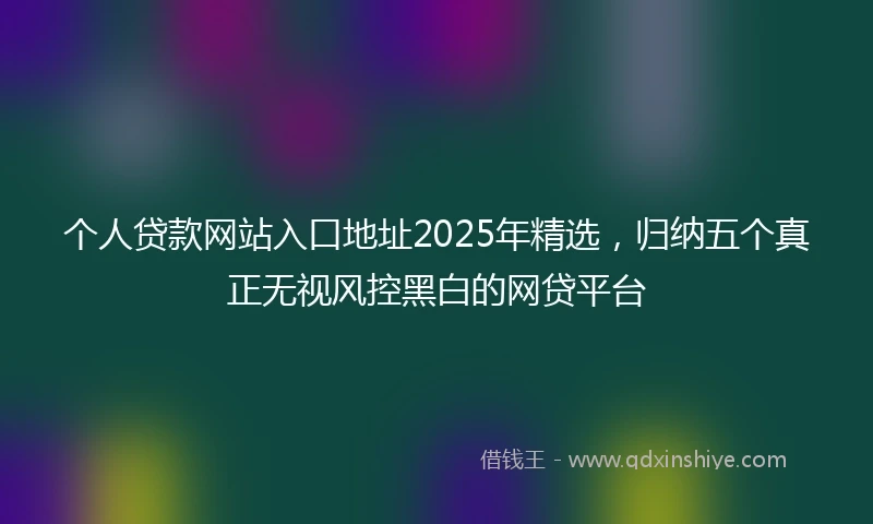 个人贷款网站入口地址2025年精选，归纳五个真正无视风控黑白的网贷平台