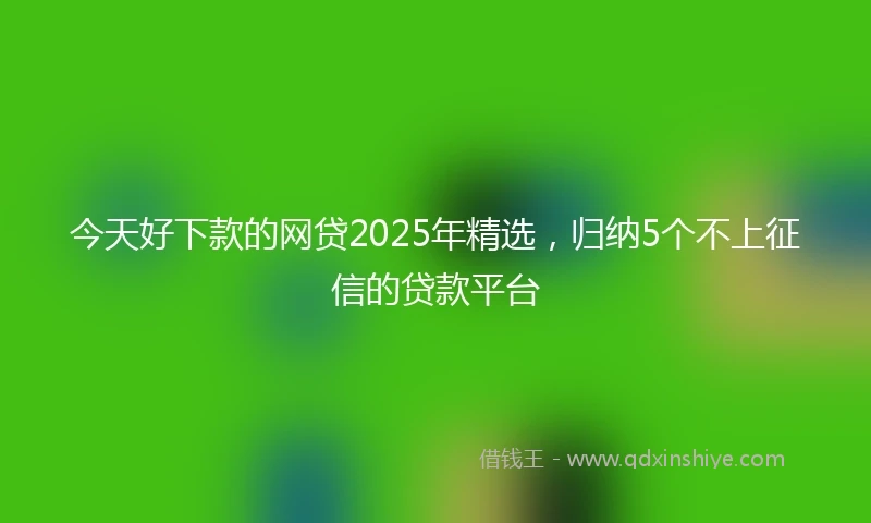 今天好下款的网贷2025年精选，归纳5个不上征信的贷款平台