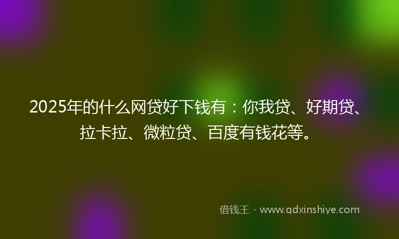 2025年的什么网贷好下钱有：你我贷、好期贷、拉卡拉、微粒贷、百度有钱花等。