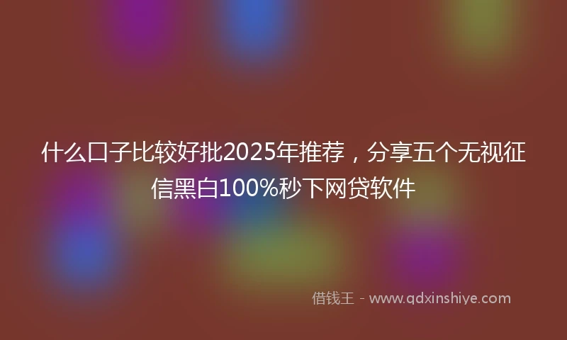 什么口子比较好批2025年推荐，分享五个无视征信黑白100%秒下网贷软件
