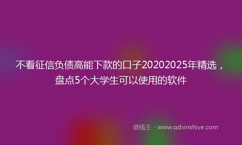 不看征信负债高能下款的口子20202025年精选,盘点5个大学生可以使用的软件