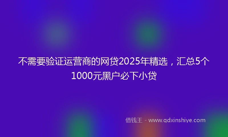 不需要验证运营商的网贷2025年精选，汇总5个1000元黑户必下小贷