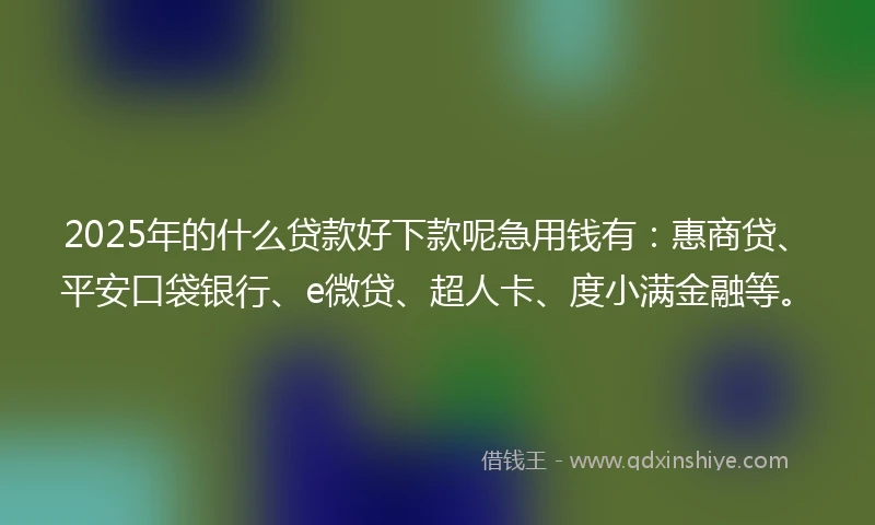 2025年的什么贷款好下款呢急用钱有：惠商贷、平安口袋银行、e微贷、超人卡、度小满金融等。