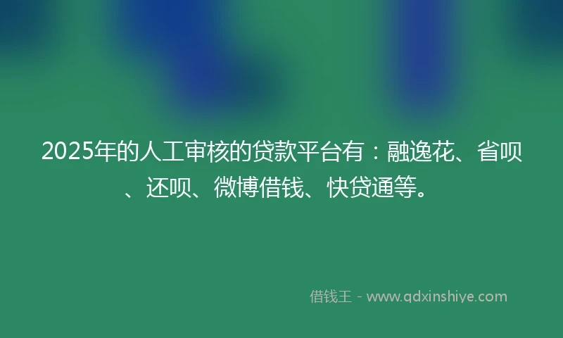 2025年的人工审核的贷款平台有：融逸花、省呗、还呗、微博借钱、快贷通等。