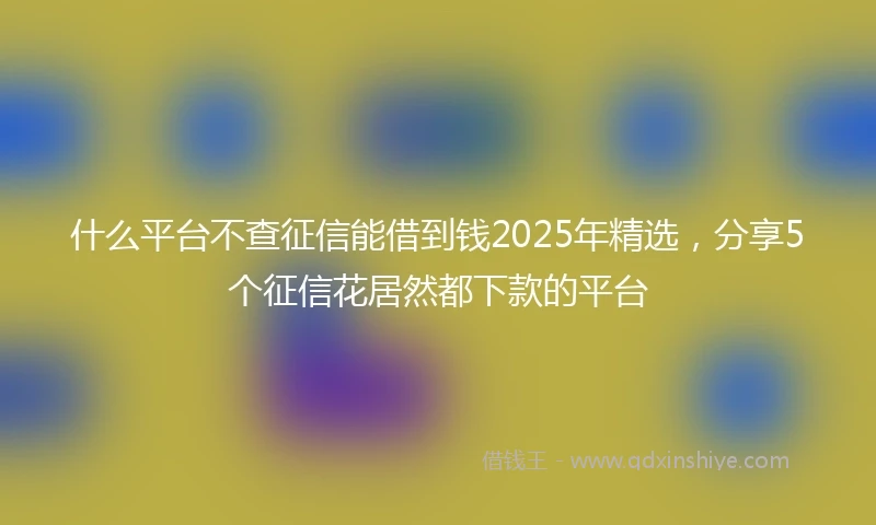 什么平台不查征信能借到钱2025年精选，分享5个征信花居然都下款的平台