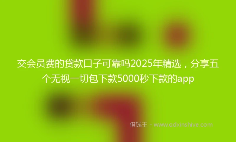交会员费的贷款口子可靠吗2025年精选，分享五个无视一切包下款5000秒下款的app