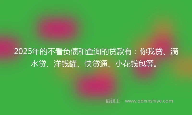 2025年的不看负债和查询的贷款有：你我贷、滴水贷、洋钱罐、快贷通、小花钱包等。