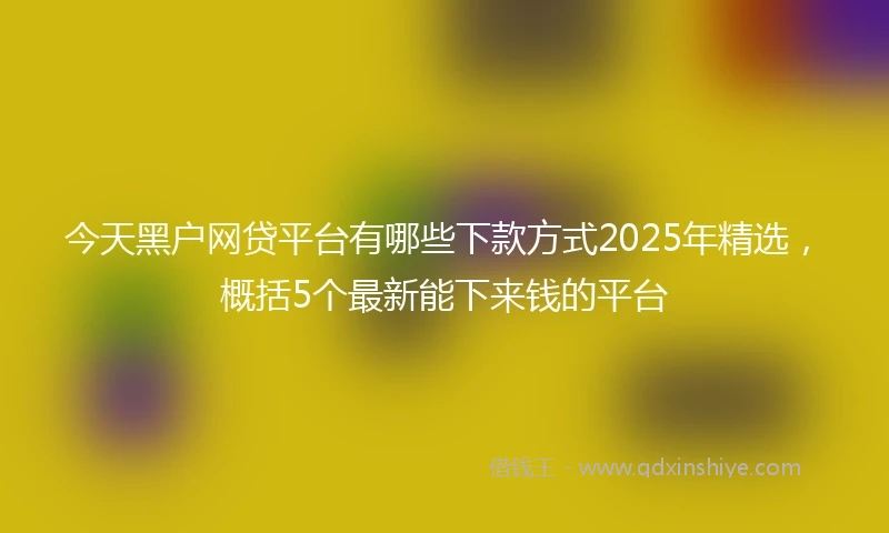 今天黑户网贷平台有哪些下款方式2025年精选，概括5个最新能下来钱的平台